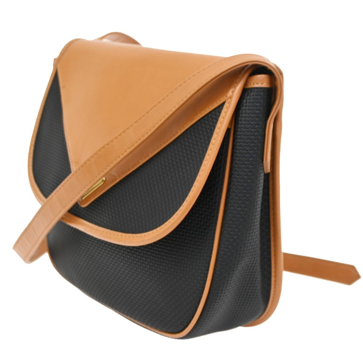YVES SAINT LAURENT Crossbody Shoulder Bag Textured Canvas Leather Italy 62DA265