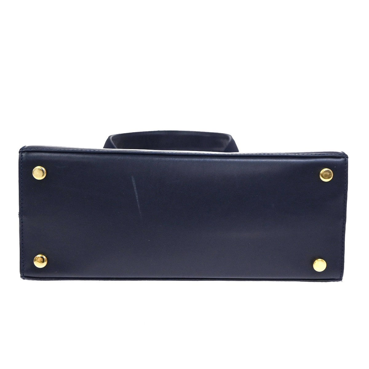 SALVATORE FERRAGAMO Vara 2Way Shoulder Hand Bag Canvas Leather Navy Blue 80YH965
