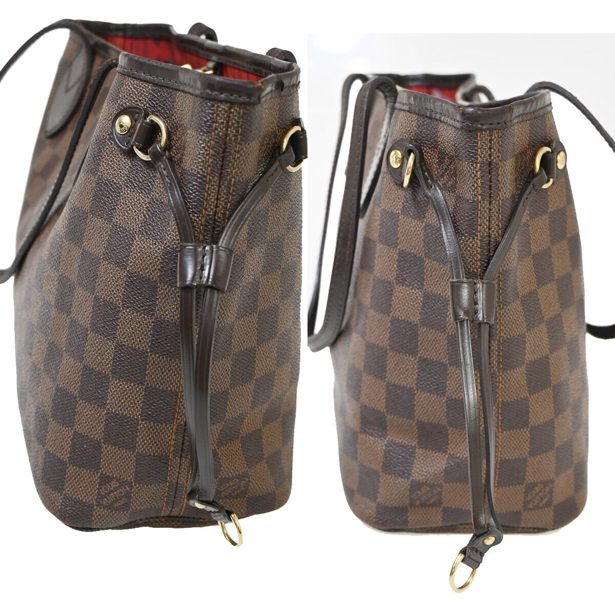 LOUIS VUITTON Neverfull PM Shoulder Tote Bag Damier Leather Brown N51109 18YE343