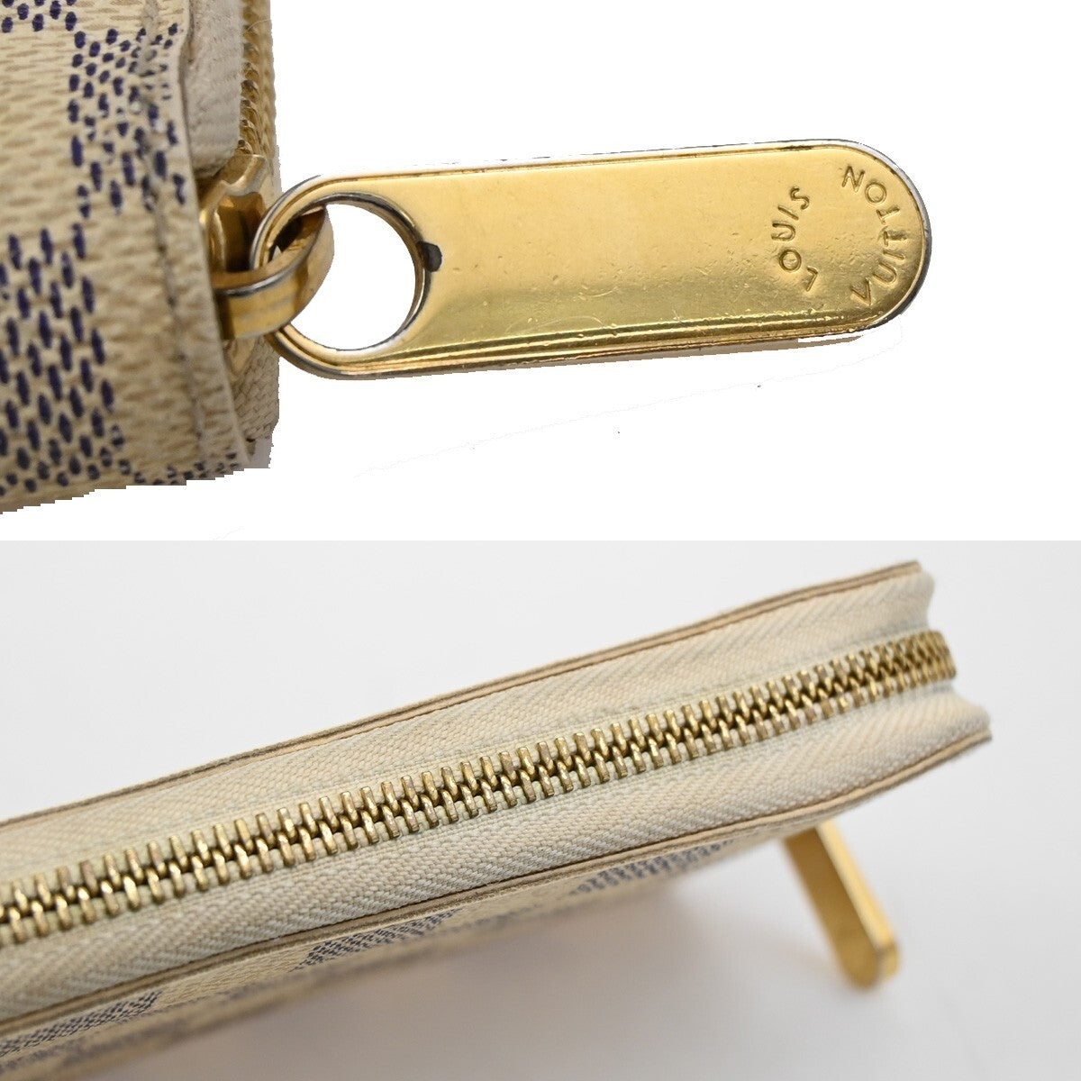 LOUIS VUITTON Zippy Wallet Long Bifold Damier Azur Leather WE N60019 65FB563