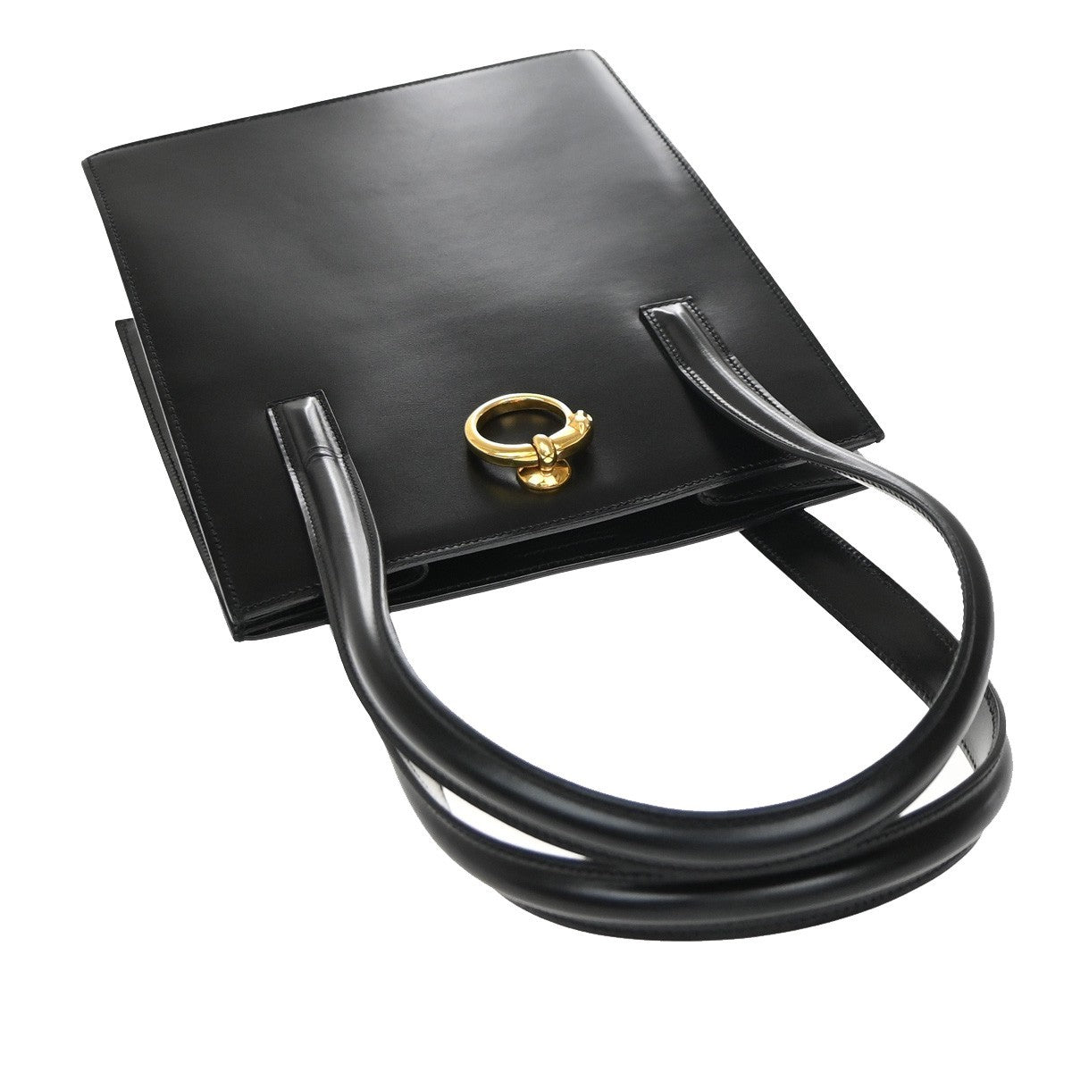 CARTIER Logo Panther Shoulder Hand Bag Leather Black GHW Made In Italy 34KP211
