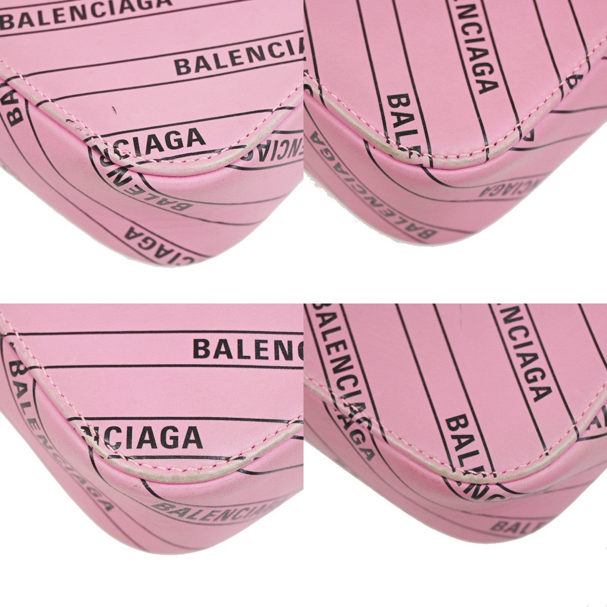 BALENCIAGA Logo Print Mini Crossbody Shoulder Bag Leather Pink Italy 32KC759