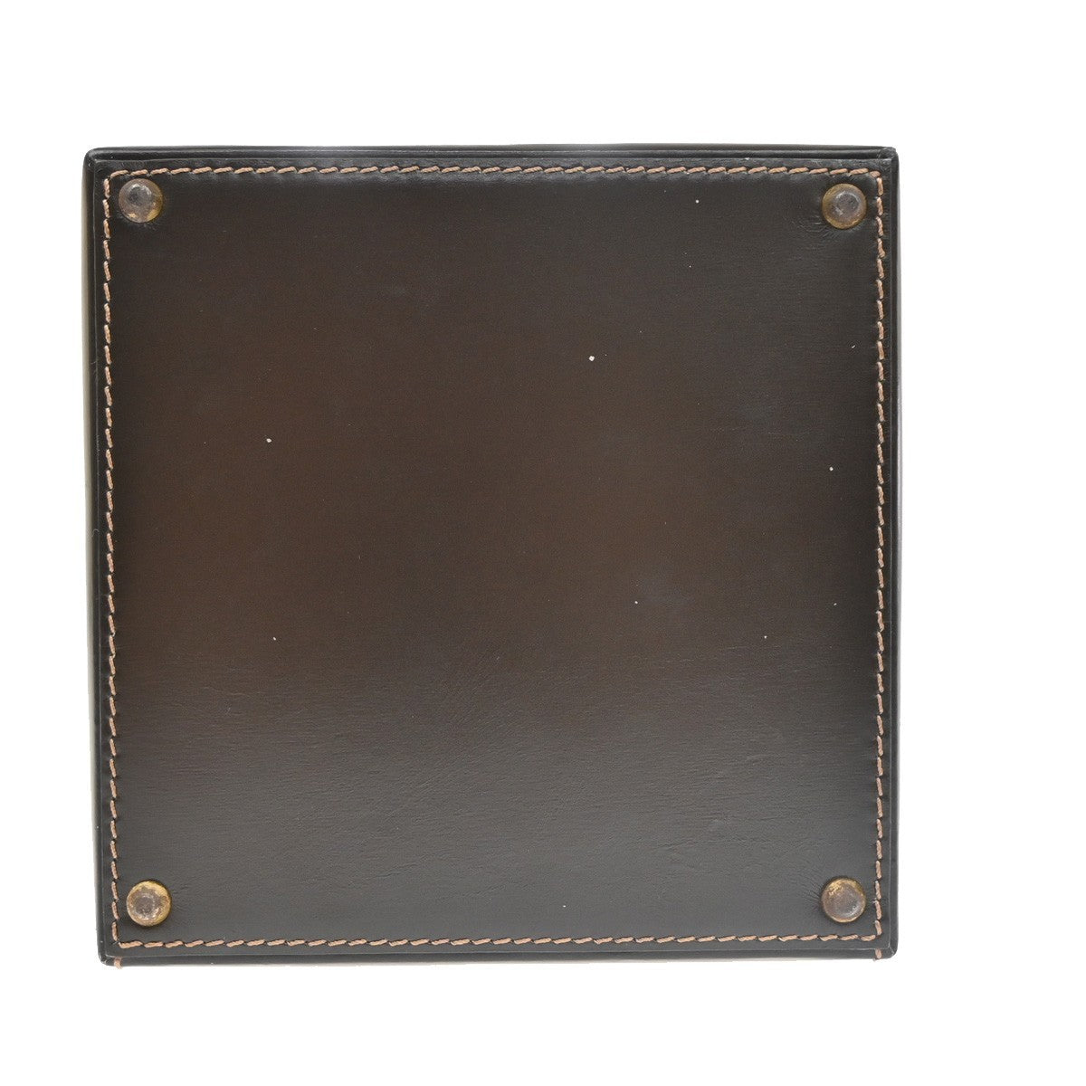LOEWE Logo Square vanity Handbag Leather GHW Brown Spain 96TA699