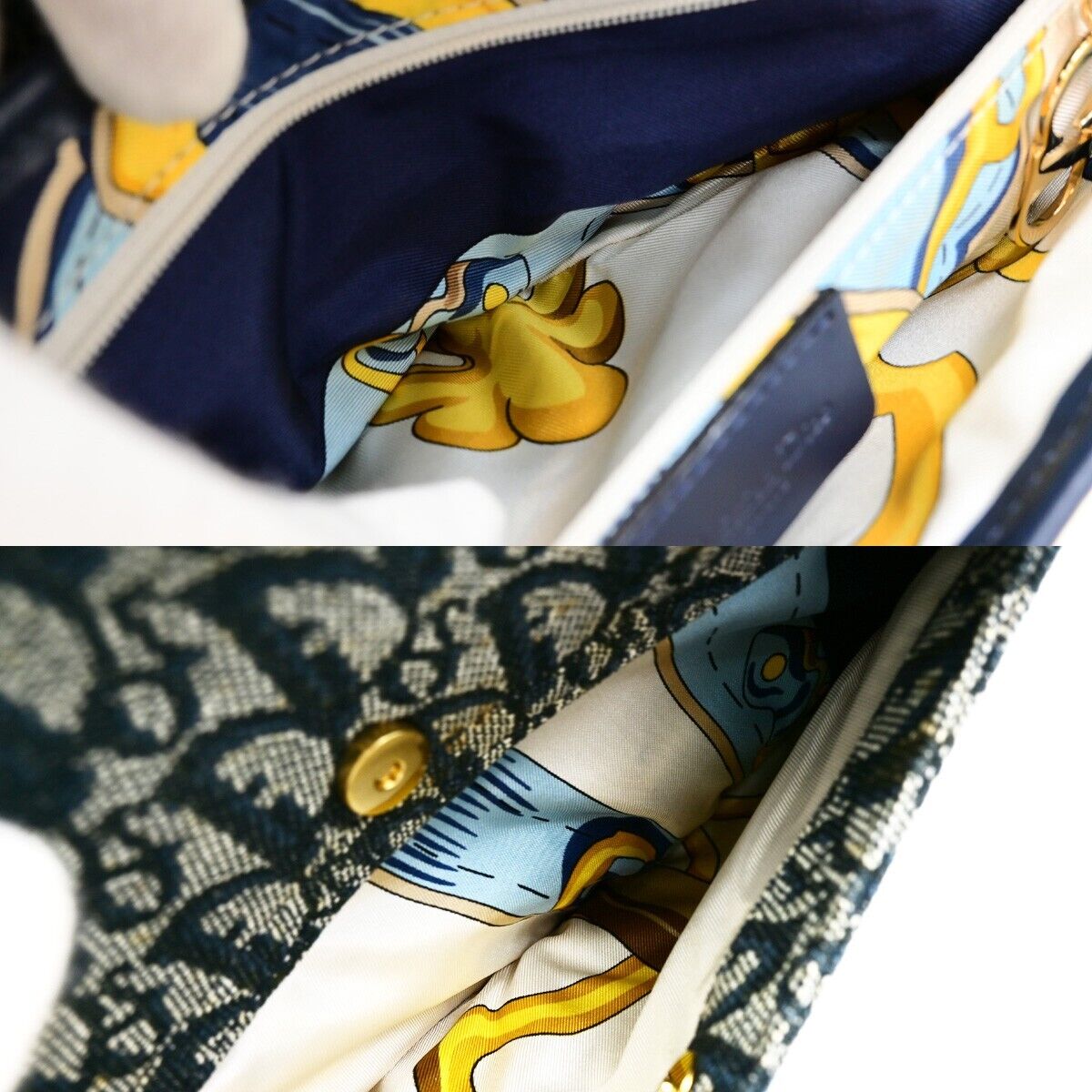 CHRISTIAN DIOR Trotter Saddle Shoulder Bag Canvas Leather Navy Blue 332RF225