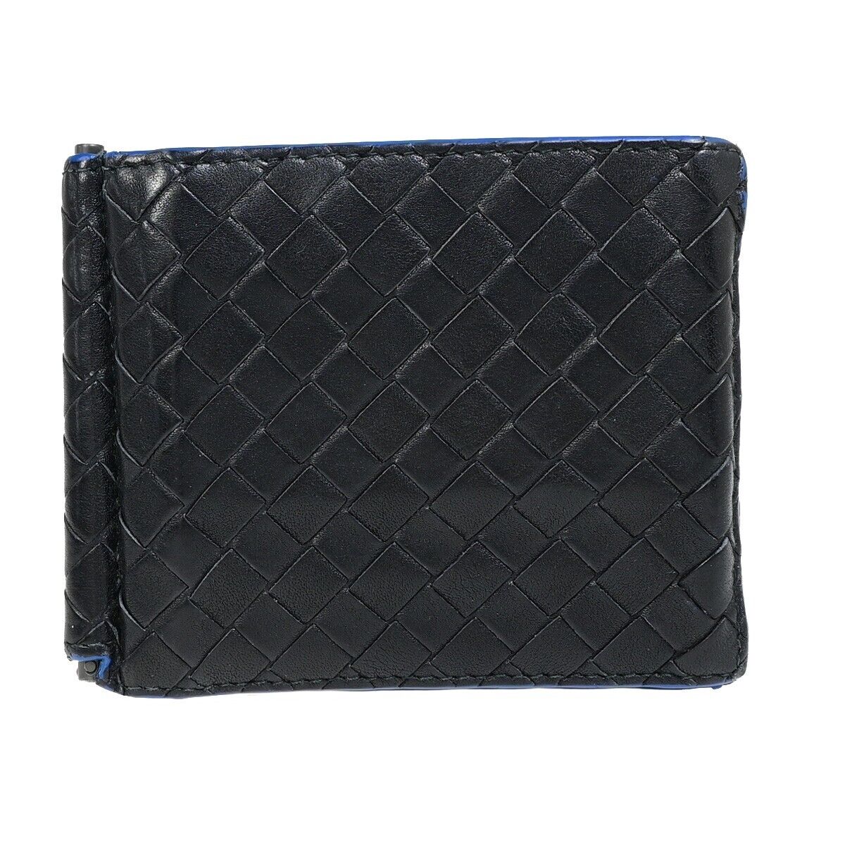 BOTTEGA VENETA Logo Intrecciato Bifold Compact Wallet Leather Black 08EC202