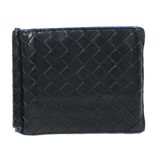 BOTTEGA VENETA Logo Intrecciato Bifold Compact Wallet Leather Black 08EC202