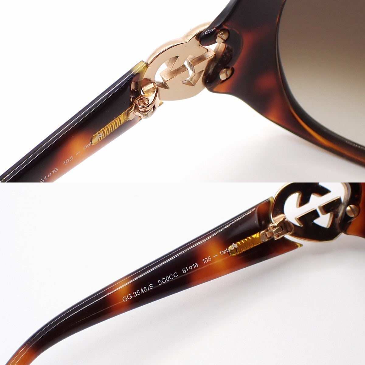 GUCCI Heart Logo Folding Sunglasses GG3548/S  Eye Wear Plastic Metal BN 60RL544