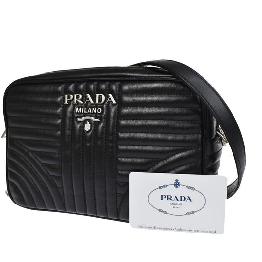 PRADA MILANO Logo Chain Mini Shoulder Bag Soft Calf Leather Black Nero 687RH652