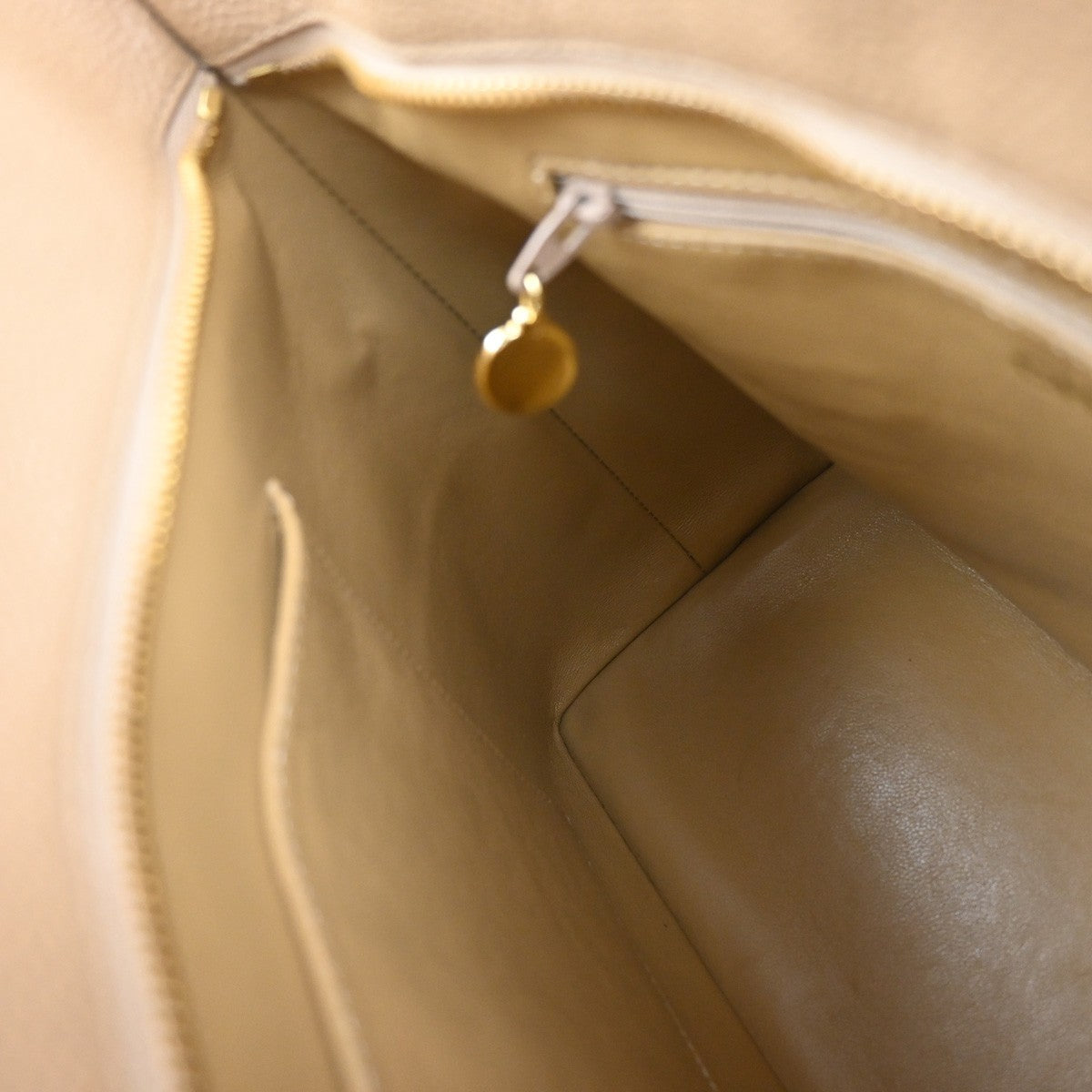 CHANEL Medallion Matelasse Shoulder Bag Grained Calfskin Leather Beige 307RP029