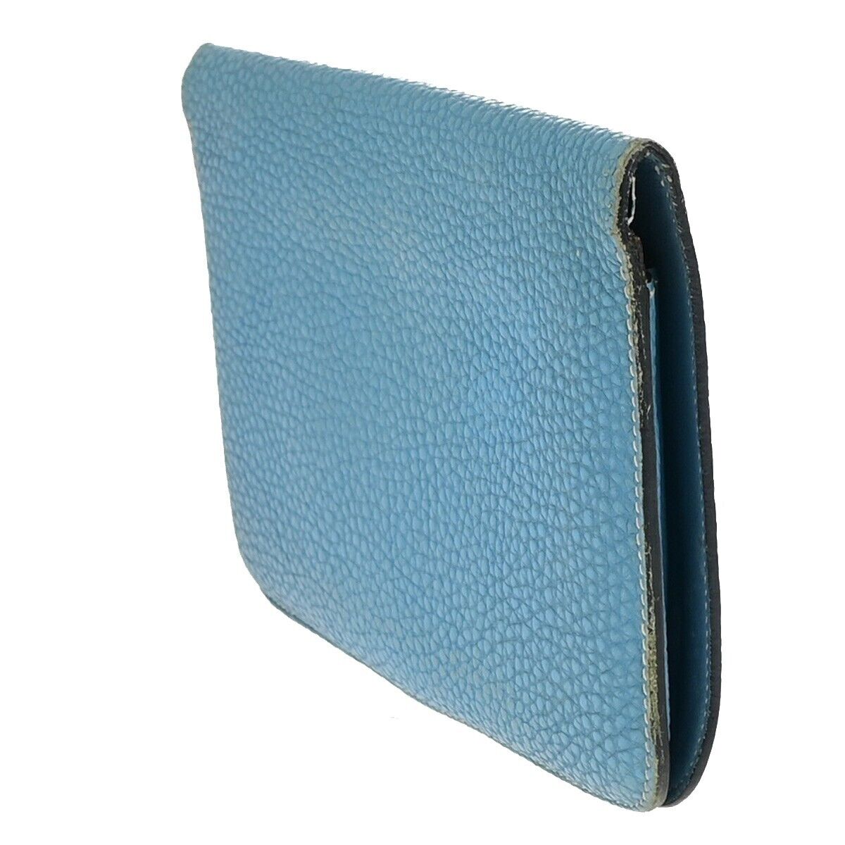 HERMES Dogon GM Coin Case Bicolor Bifold Wallet Togo Leather Bleu Jean 32KA284