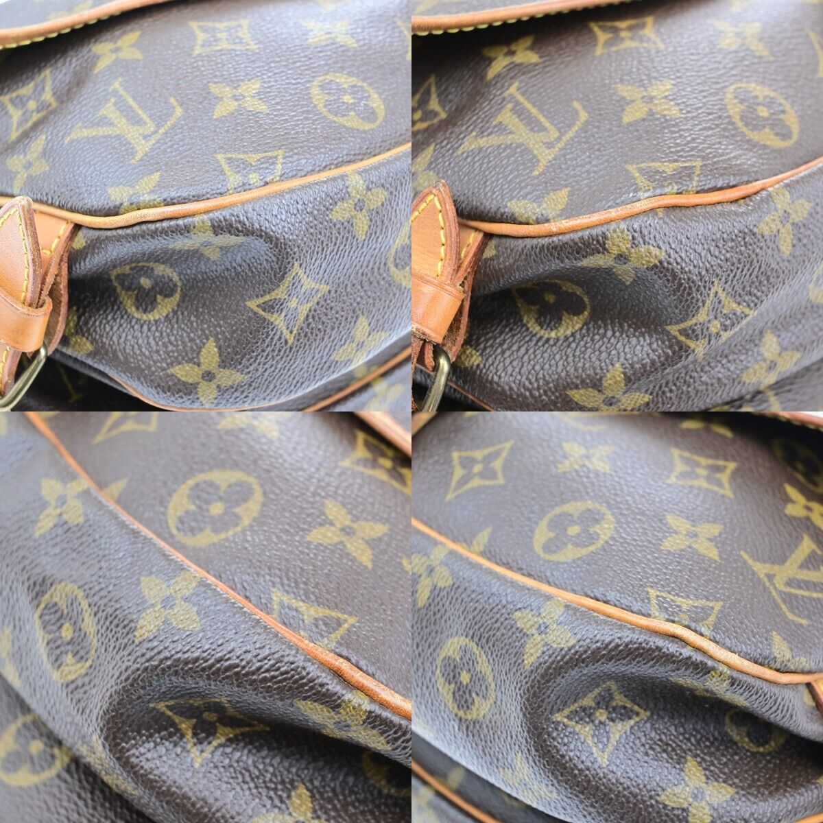LOUIS VUITTON Logo Saumur 30 Shoulder Bag Monogram Leather Brown M42256 76EE027
