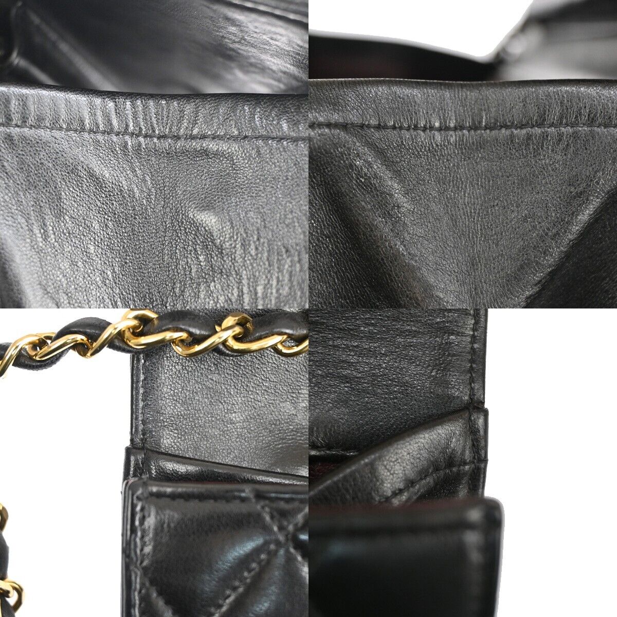 CHANEL CC Logo Matelasse Chain Shoulder Bag Leather Black GHW France 876RF086