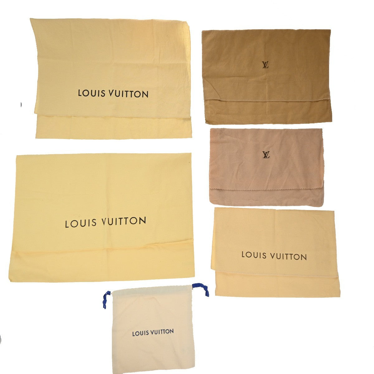 LOUIS VUITTON Logo 20 Set Drawstring Dust Bag Canvas Cotton Beige Brown 63EG381