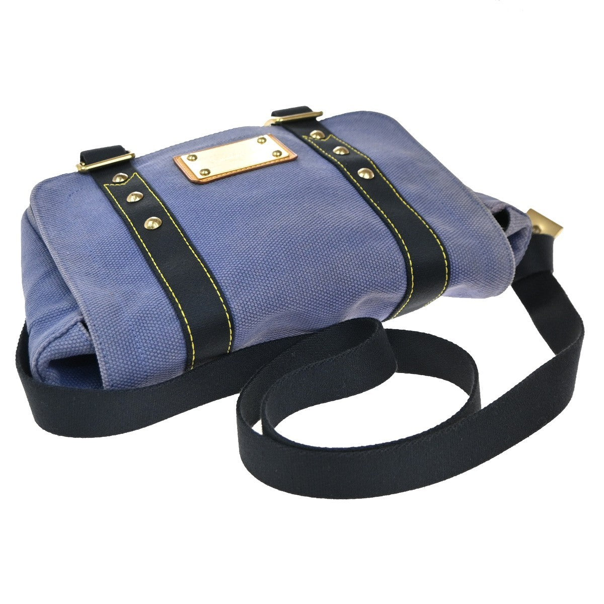 LOUIS VUITTON Busas PM Shoulder Bag Antigua Canvas Leather Blue M40073 65KP572