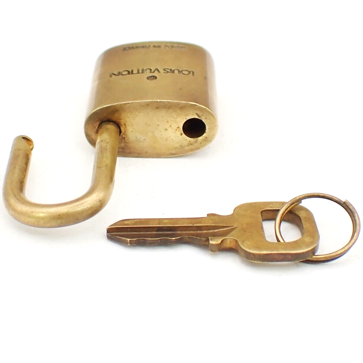 LOUIS VUITTON LV 10 Set  Padlock Key Bag Charm Cadena Gold Plated France 36YF808