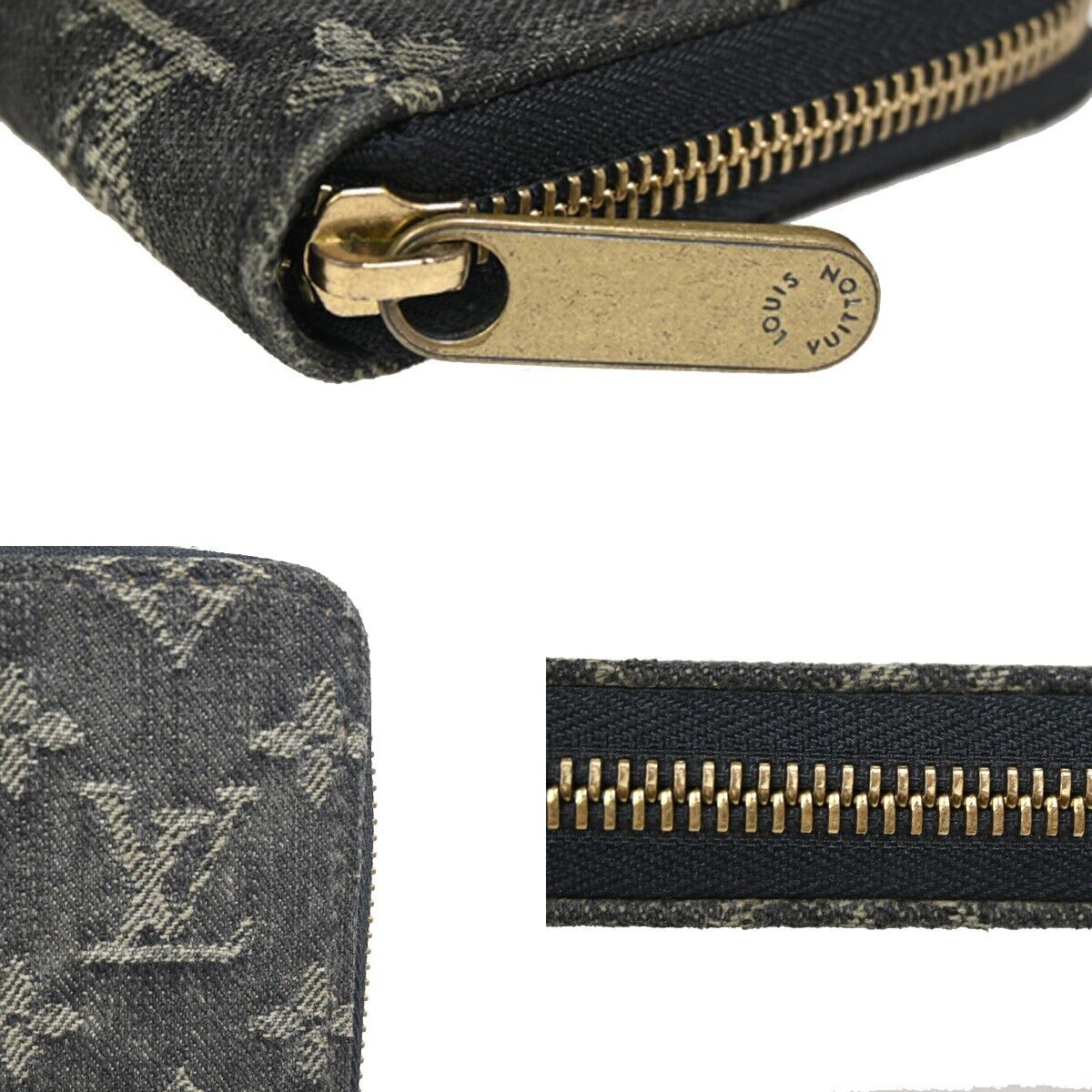 LOUIS VUITTON Zippy Round Long Wallet Monogram Denim Leather Blue M95614 44RF138