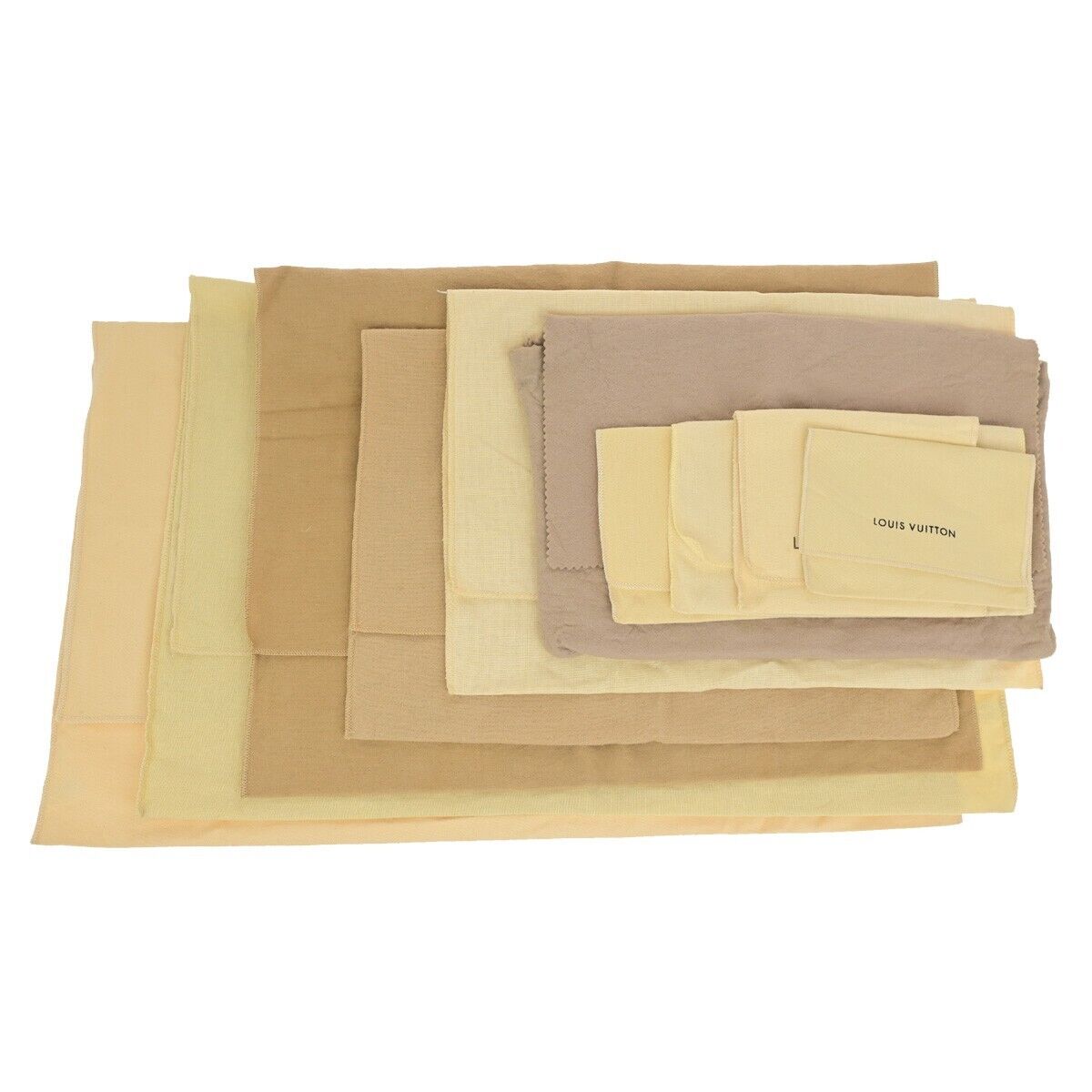 LOUIS VUITTON Logo 10 Set Dust Bag Drawstring Canvas Cotton Beige Brown 07HC020