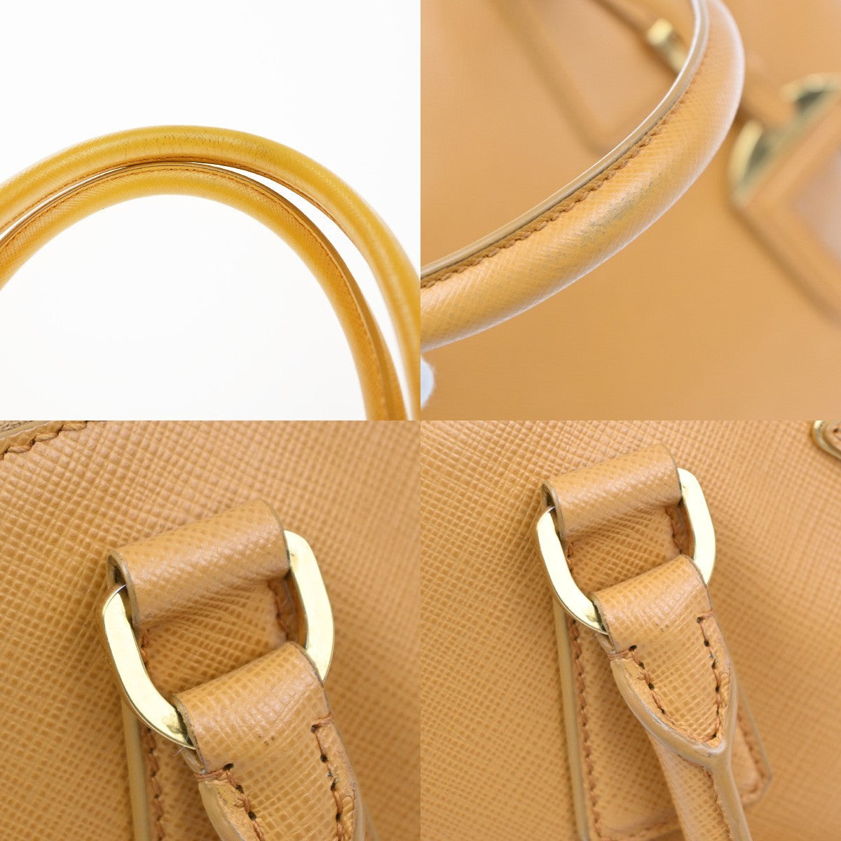 PRADA Logo Shoulder Hand Bag Saffiano Leather Yellow GHW Italy 76MA632