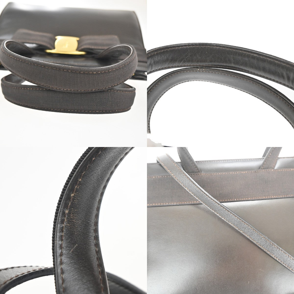 SALVATORE FERRAGAMO Vara 2way Shoulder Hand Bag Leather Brown GHW Italy 64KC714