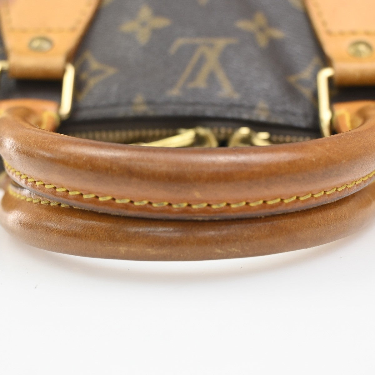 LOUIS VUITTON LV Logo Alma Hand Bag Monogram Leather Brown France M51130 34ZA049