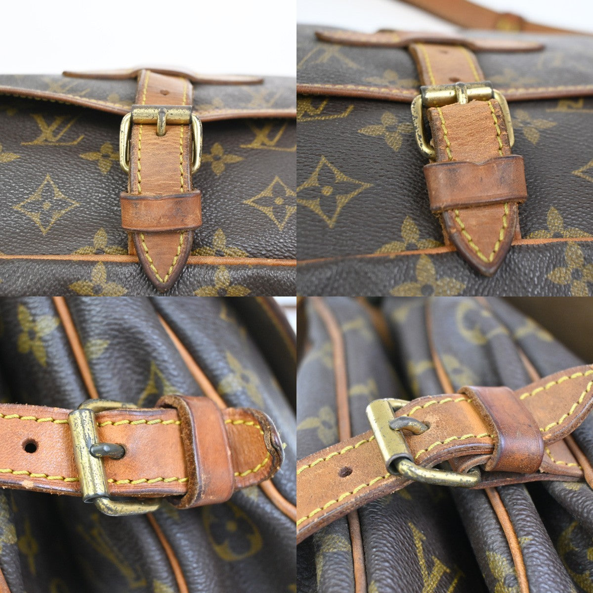 LOUIS VUITTON Logo Saumur 30 Shoulder Bag Monogram Leather Brown M42256 35ZA261