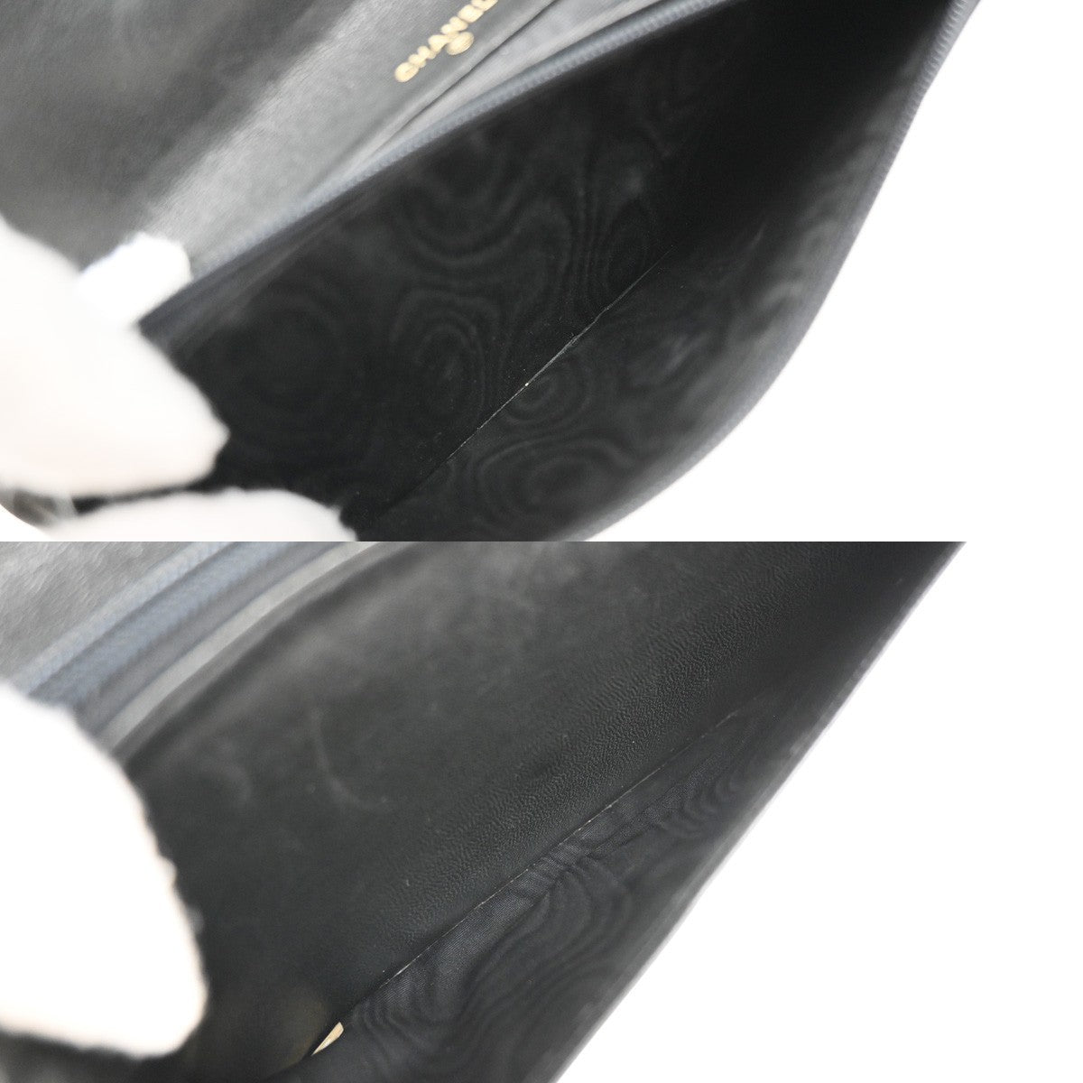 CHANEL CC Logo Long Bifold Wallet Leather Black GHW Vintage 35RF726