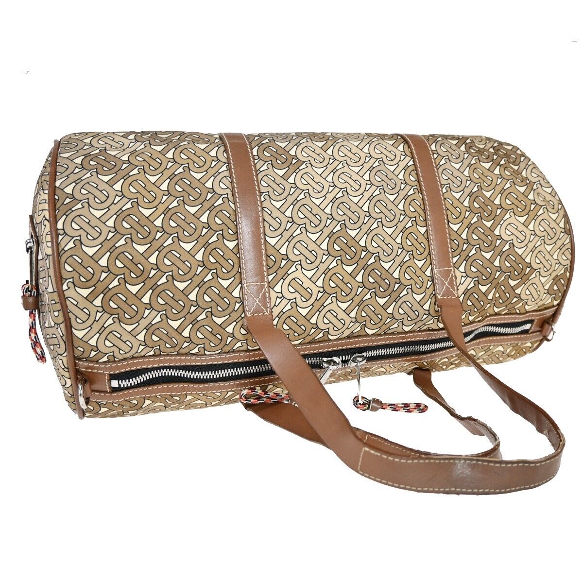 BURBERRY Logo Hand Shoulder Bag Coated Canvas  Leather Beige Brown 69SH255