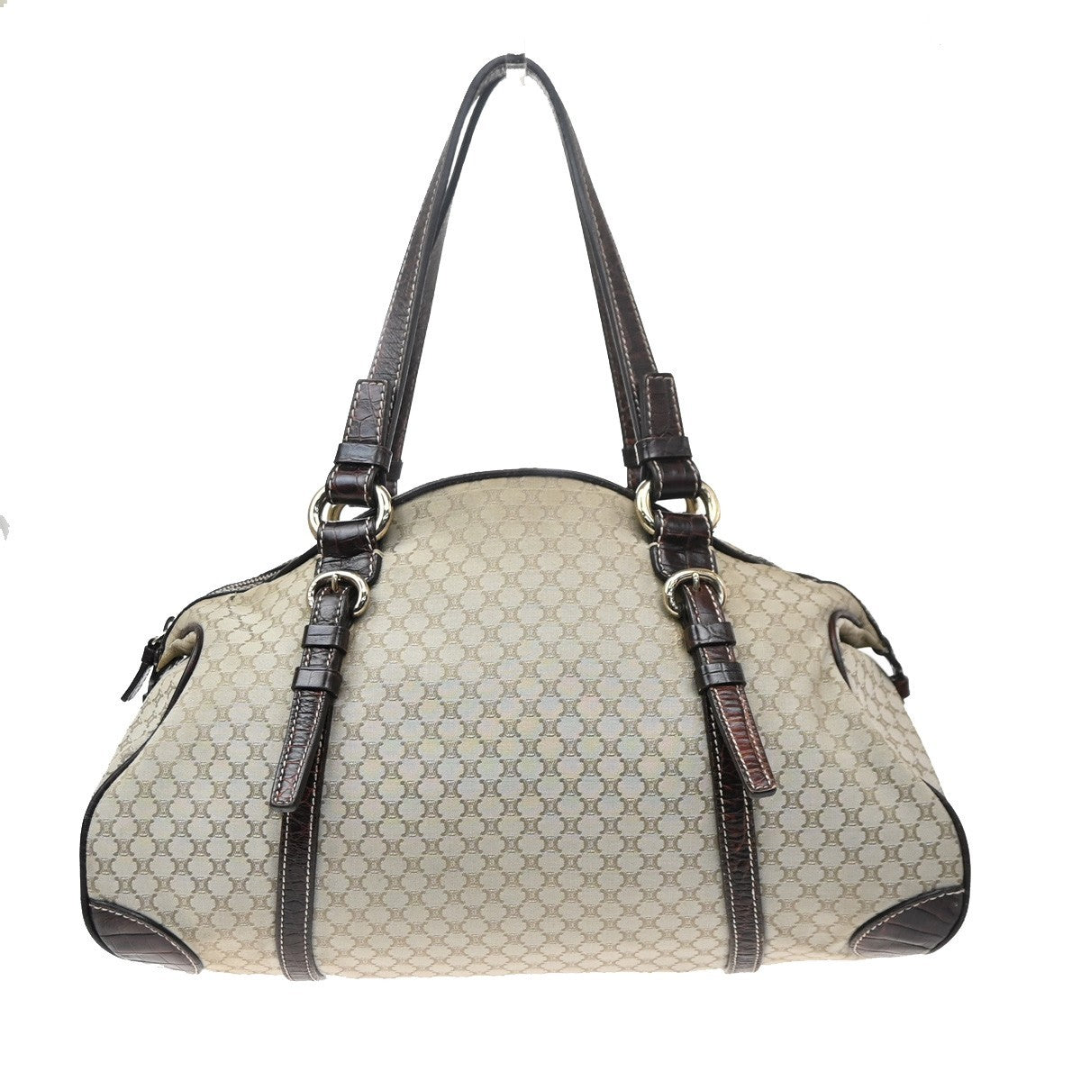 CELINE Logo Macadam Pattern Shoulder Tote Bag Canvas Leather BE BN GHW 35MA724