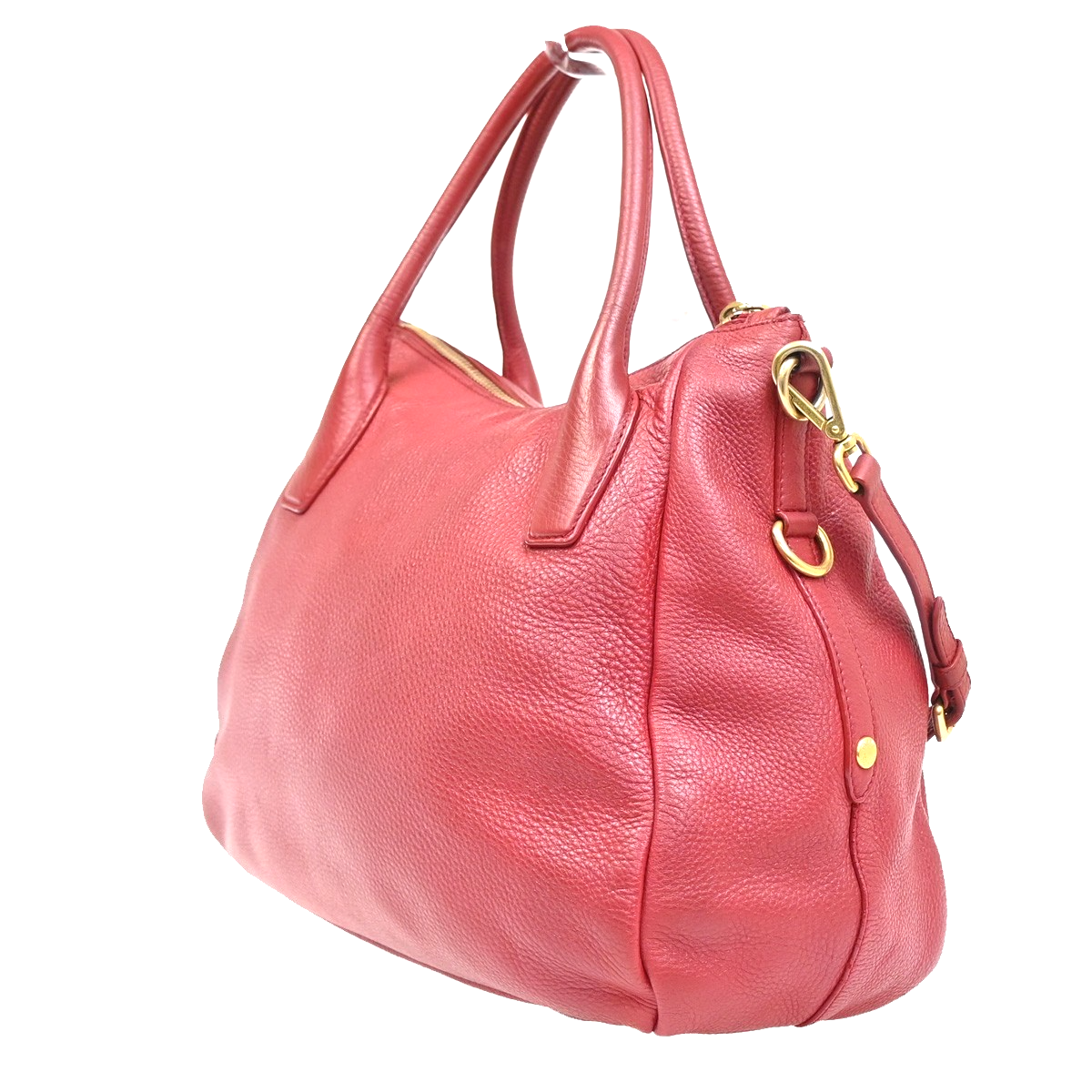 PRADA Logo 2way Crossbody Shoulder Hand Bag Embossing Leather Red GHW 84MA284