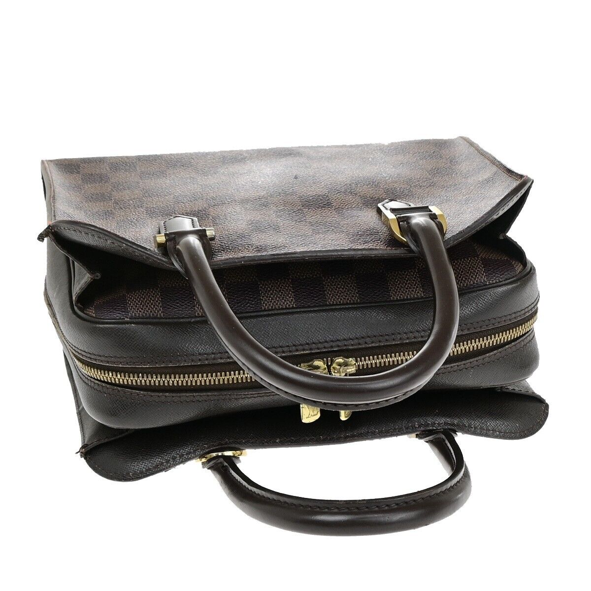 LOUIS VUITTON Triana Hand Bag Damier Ebene Leather Brown France N51155 35EB139