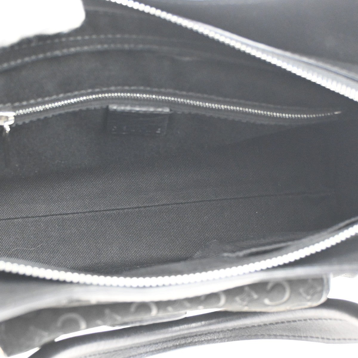 CELINE C Macadam Pattern Shoulder bag Black Suede Leather Black SHW 32CA419