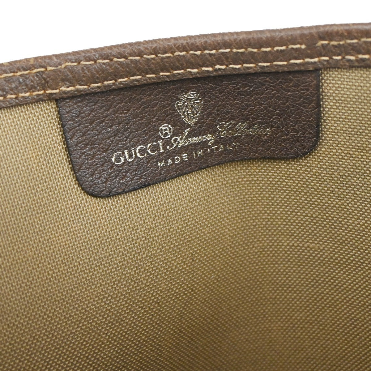 GUCCI Logo Sherry GG Pattern Shoulder Bag PVC Leather Brown Gold Italy 04YH816