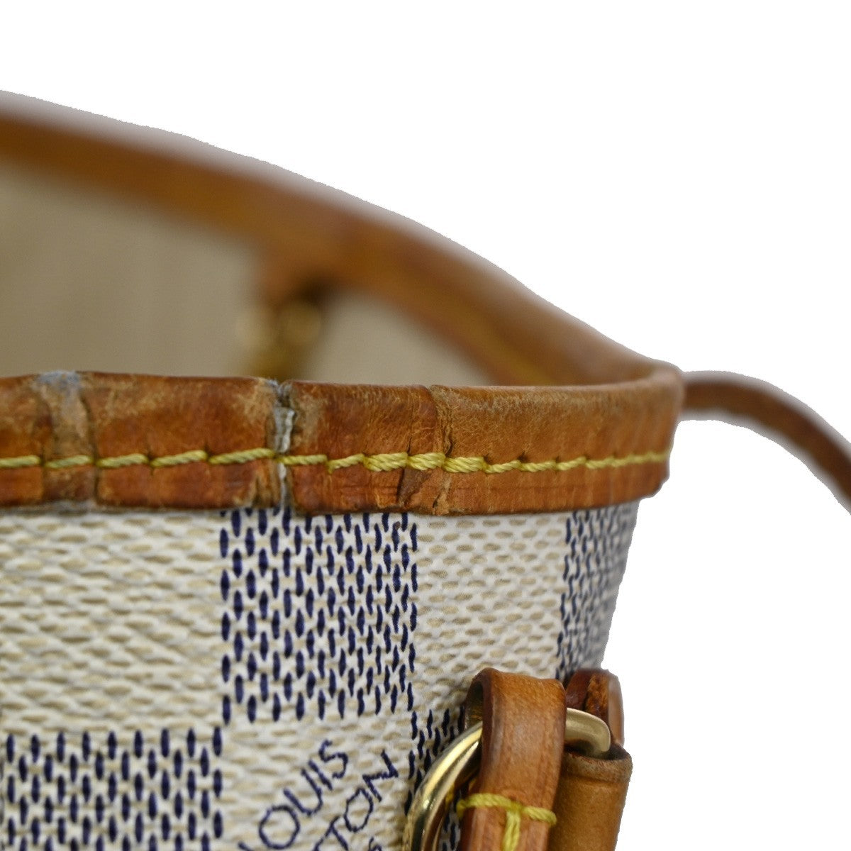 LOUIS VUITTON Neverfull PM Shoulder Tote Bag Damier Azur Leather N51110 74KB806