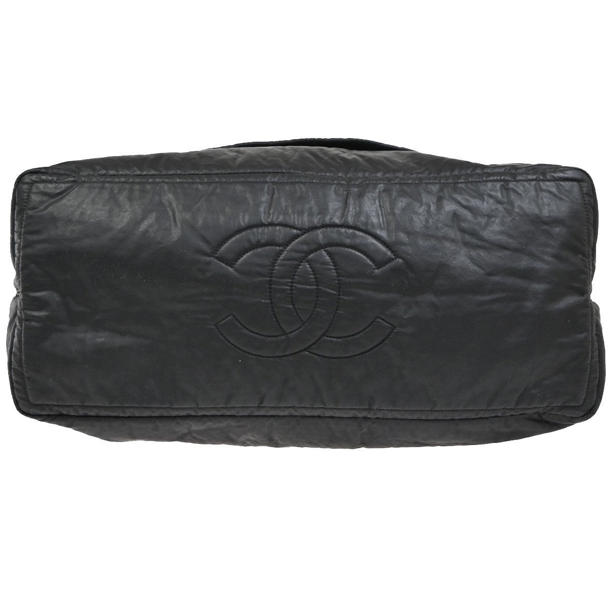 CHANEL CC Logo Coco Cocoon Travel Hand Bag Nylon Leather Black Italy 44RP154