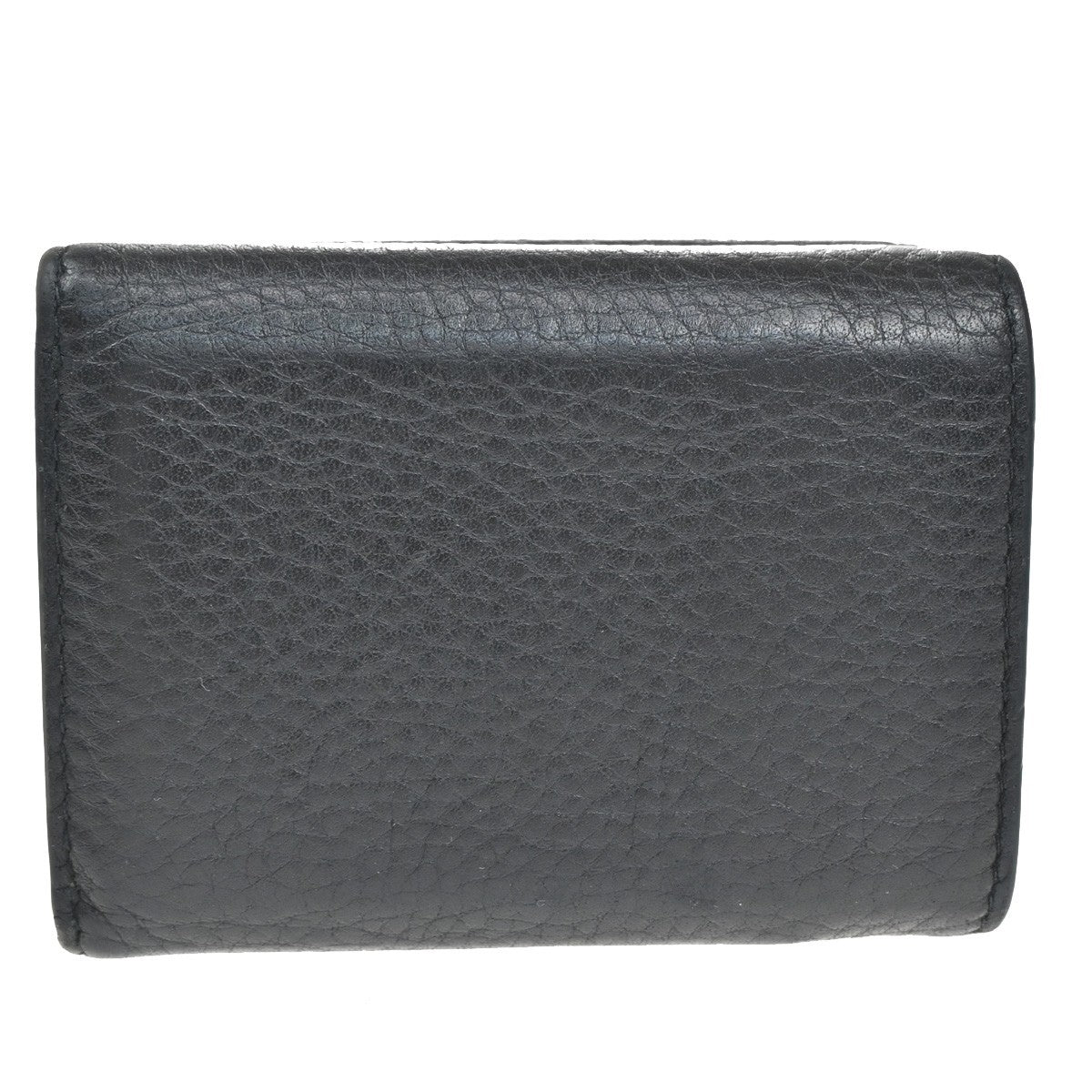 PRADA Logo Mini Compact Trifold Wallet Vitello Leather Black GHW 62YH815