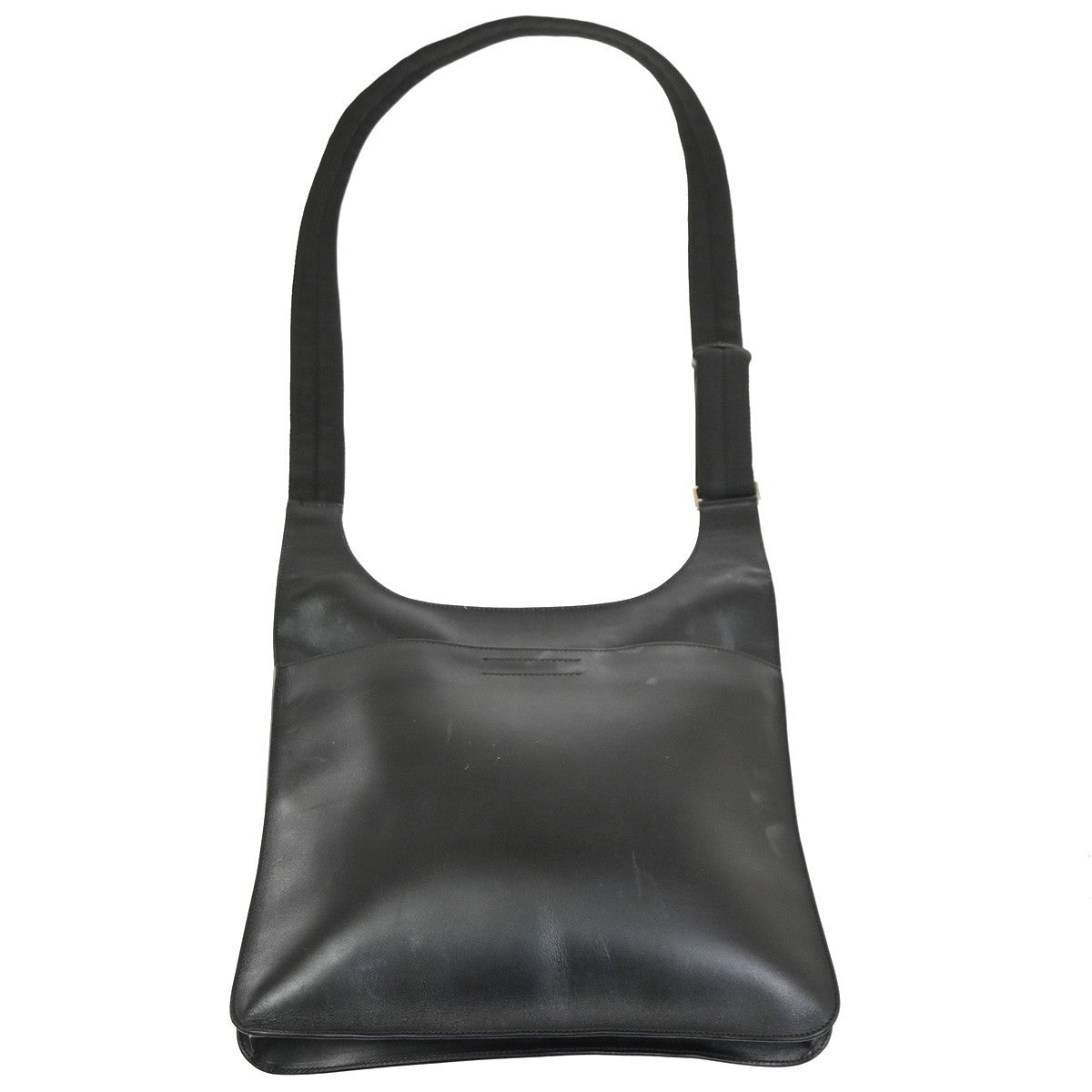 PRADA MILANO Logo Shoulder Hand Bag Leather Canvas Black SHW Italy 87CA970