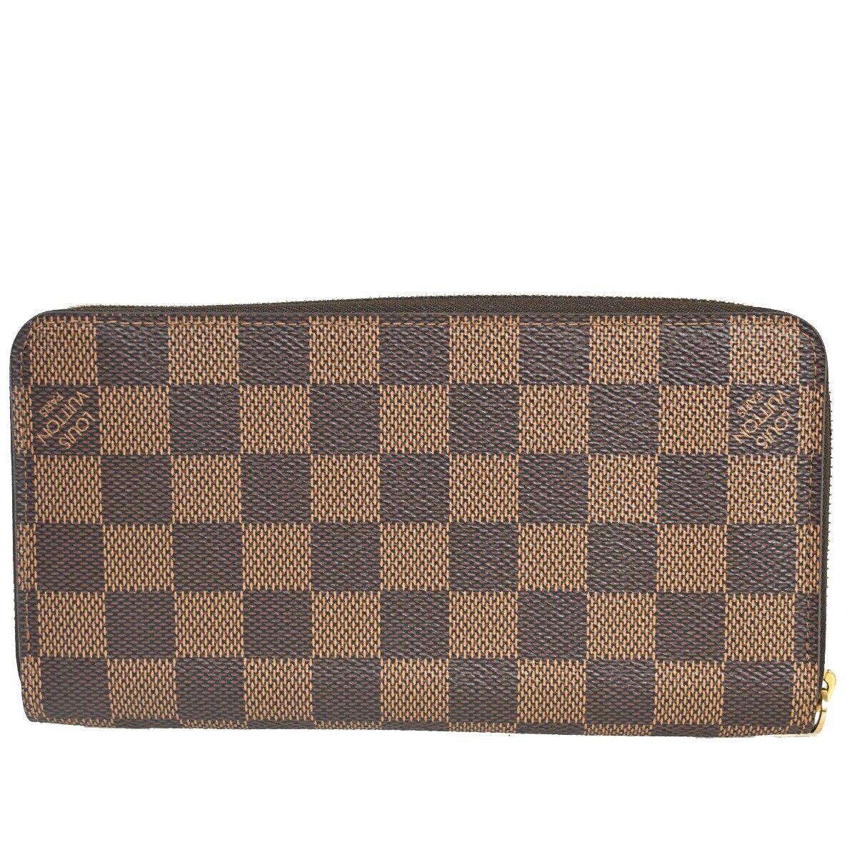 LOUIS VUITTON Zippy Wallet Long Bifold Purse Damier Leather Brown N60015 21RJ315