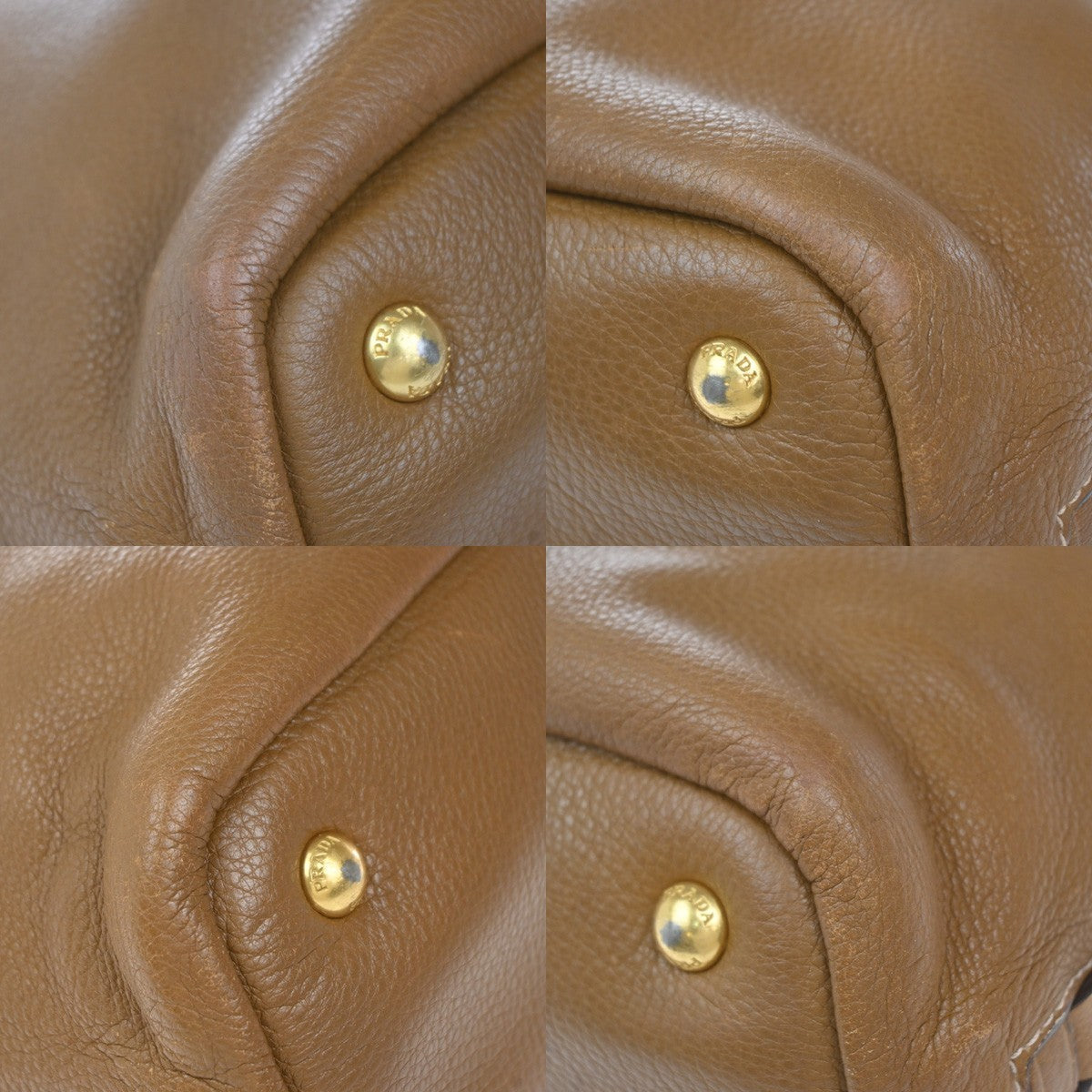 PRADA Logo Side Zip Shoulder Hand Tote Bag Leather Brown GHW 21KP487