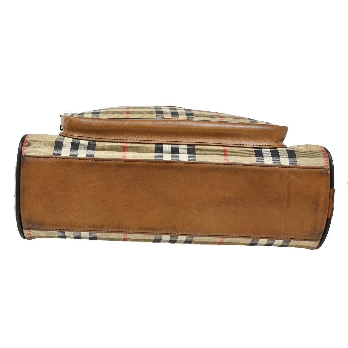 BURBERRYS Logo Nova Check Hand Bag Canvas Leather Beige Brown GHW 08CA549