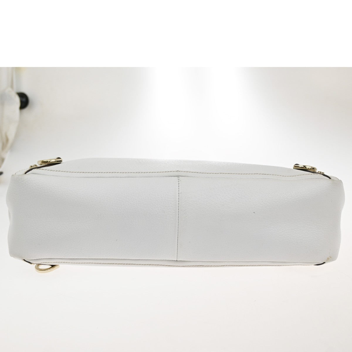 GUCCI Logo GG Pattern Abbey Shoulder Tote Bag Canvas Leather White GHW 34TA557