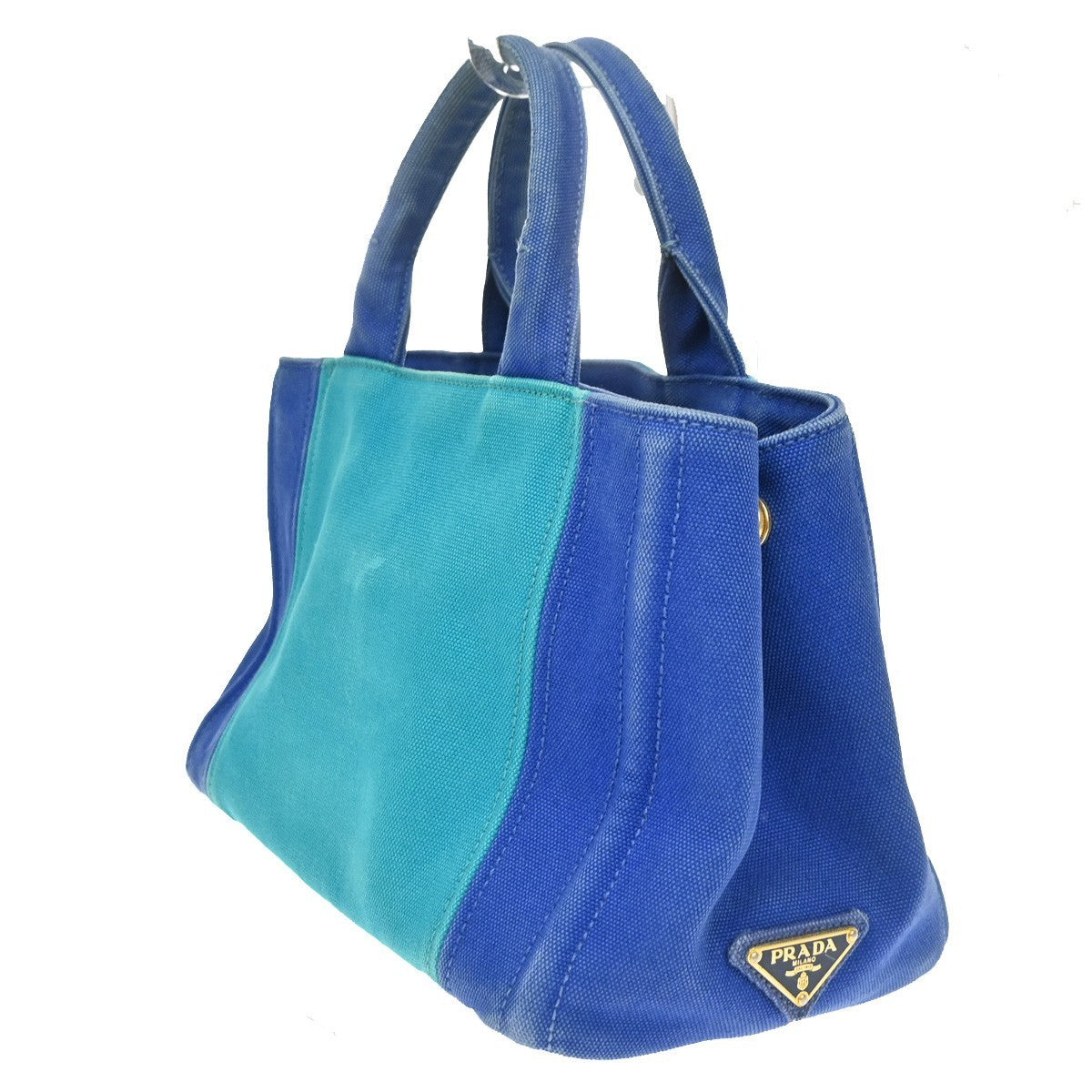 PRADA Logo CANAPA Mini Hand Bag Canvas Leather Blue GN GHW 61CB055