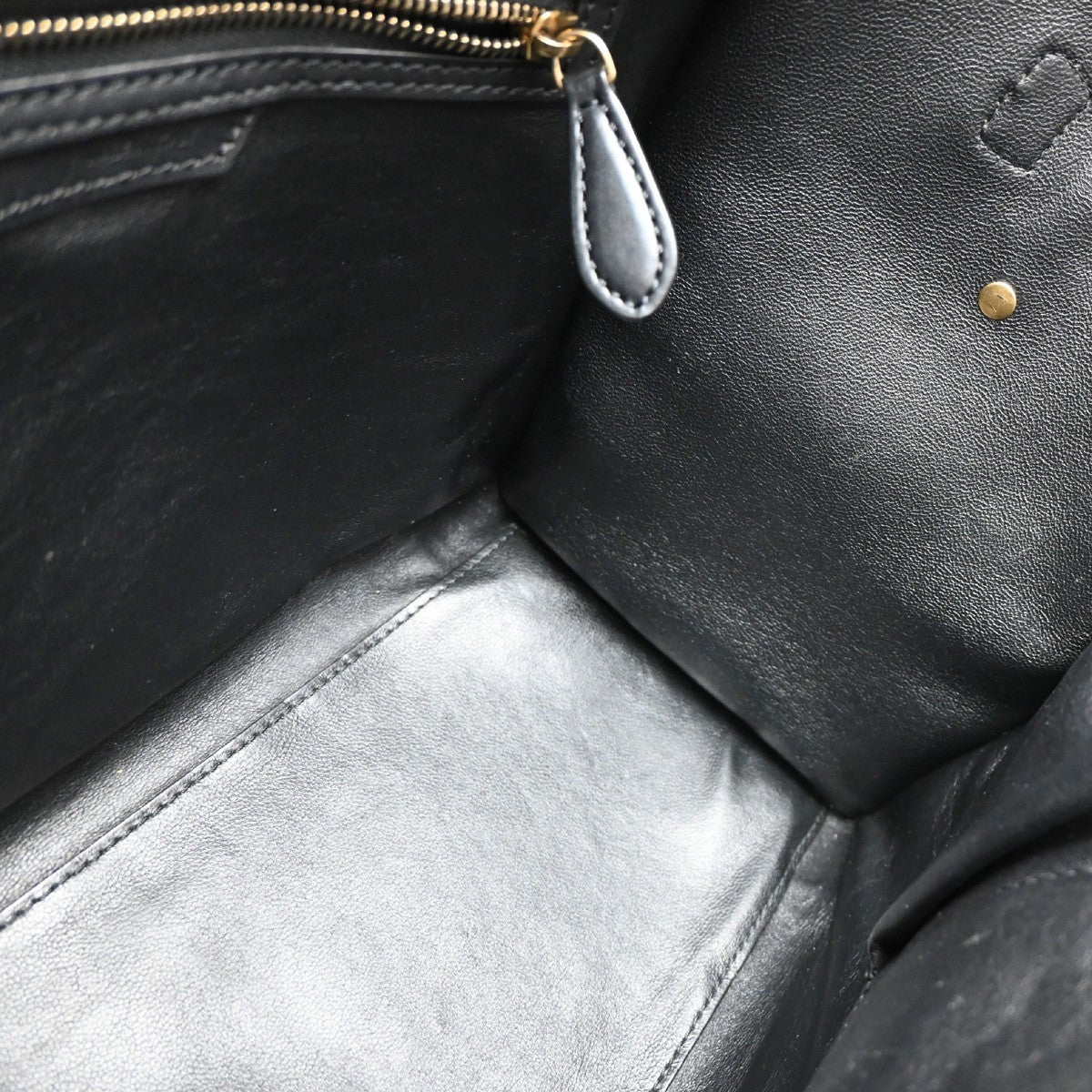 CELINE Logo Luggage Phantom Large Hand Tote Bag Leather Black Italy 667RF549