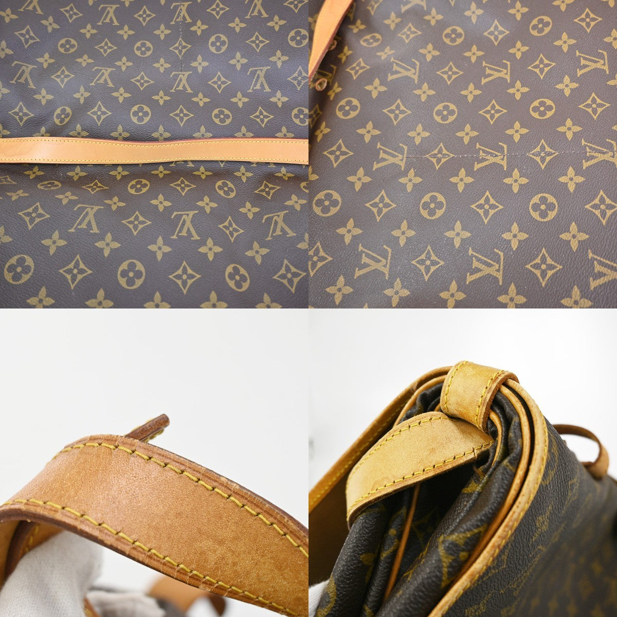 LOUIS VUITTON Logo Saumur 43 Shoulder Bag Monogram Leather Brown M42252 84ZA235