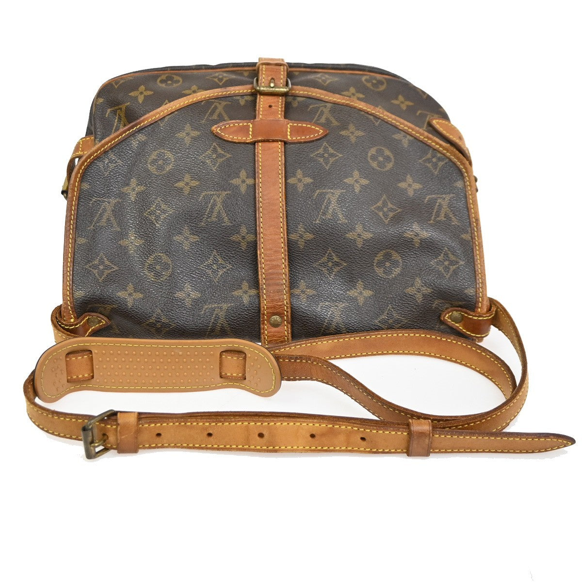 LOUIS VUITTON Logo Saumur 30 Shoulder Bag Monogram Leather Brown M42256 34CA957