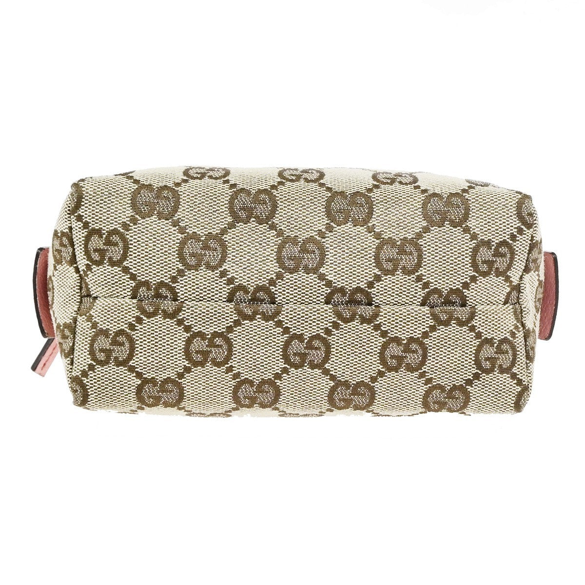 GUCCI Logo GG Pattern Cosmetic Pouch Canvas Leather Brown Pink GHW Italy 67YJ275