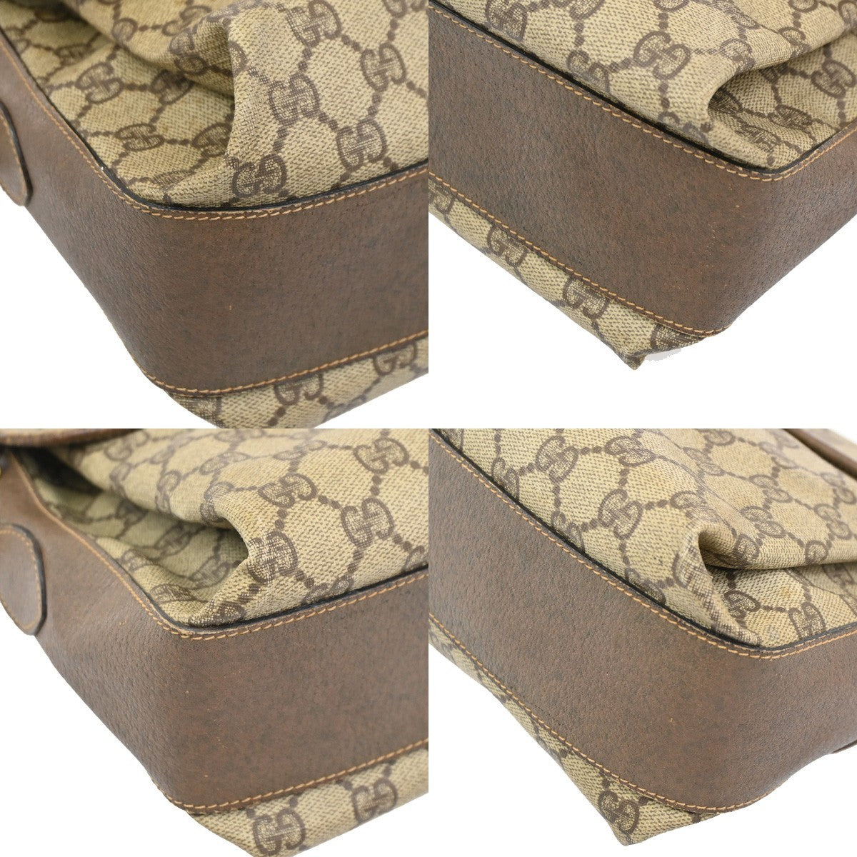 GUCCI Logo GG Pattern Shoulder Bag PVC Leather Brown GHW Italy 04DA118