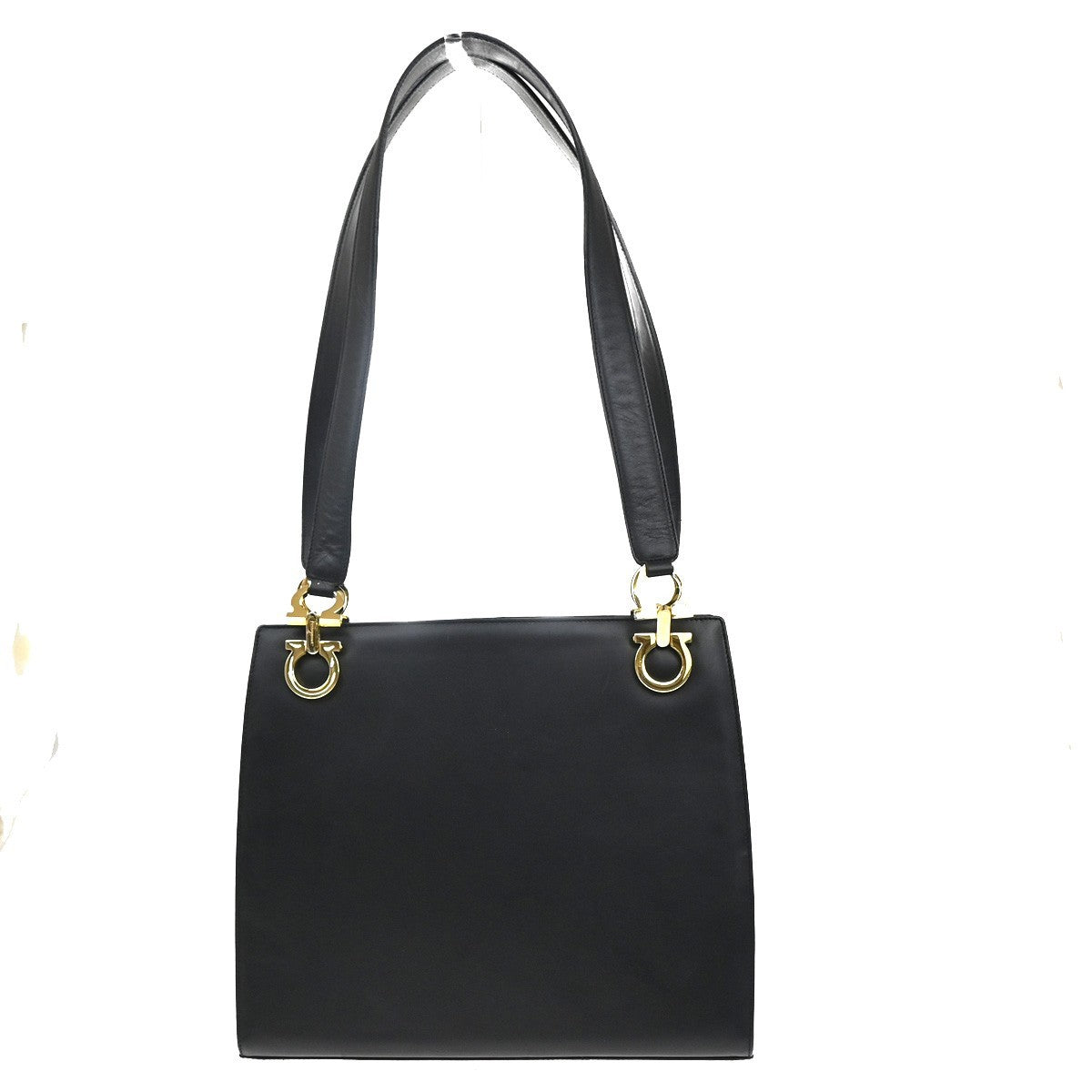 SALVATORE FERRAGAMO Logo Gancini Shoulder Hand Bag Leather GHW Black 30MA179