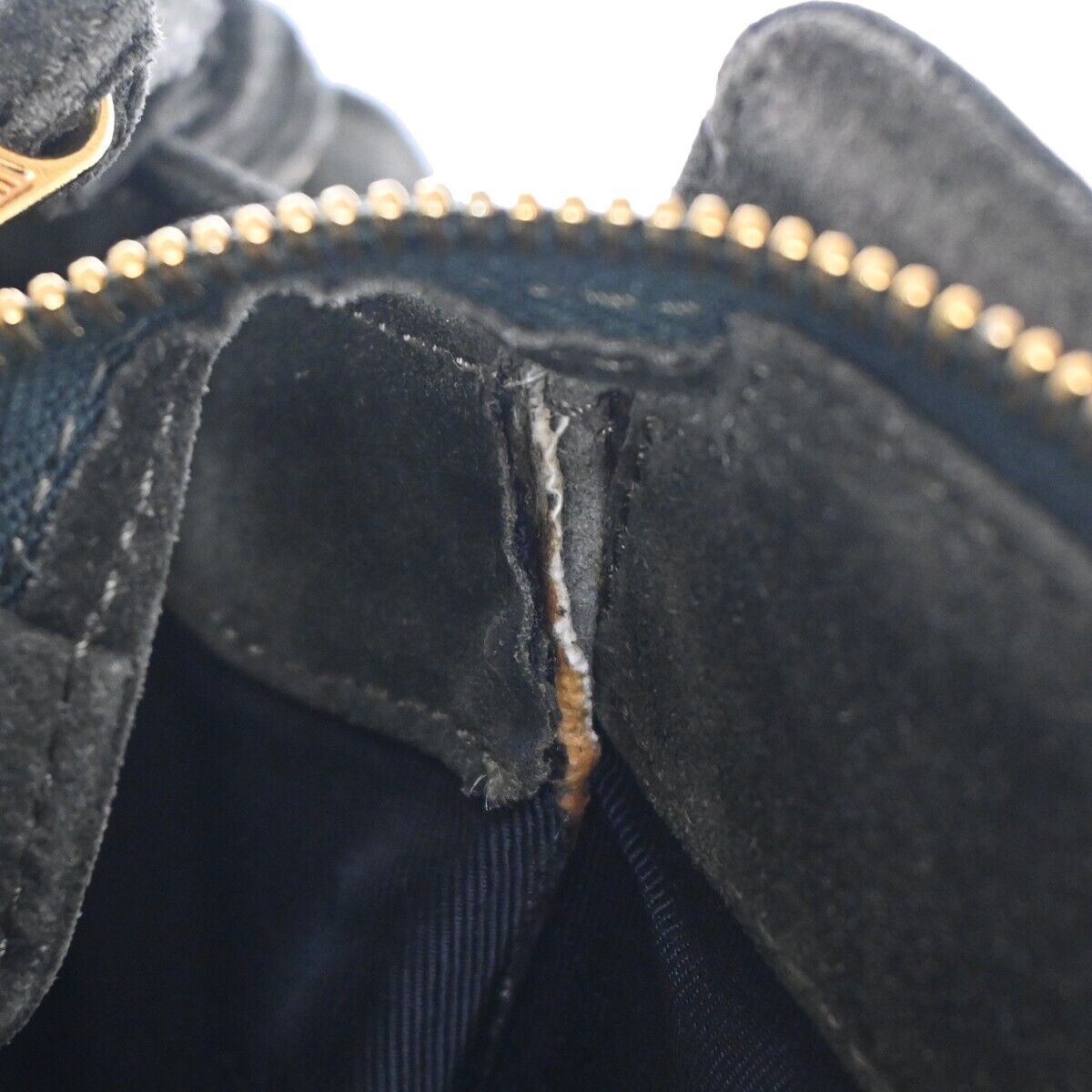 CHANEL CC Logo Shoulder Tote Bag Suede Skin Leather Khaki GHW Vintage 18HB212