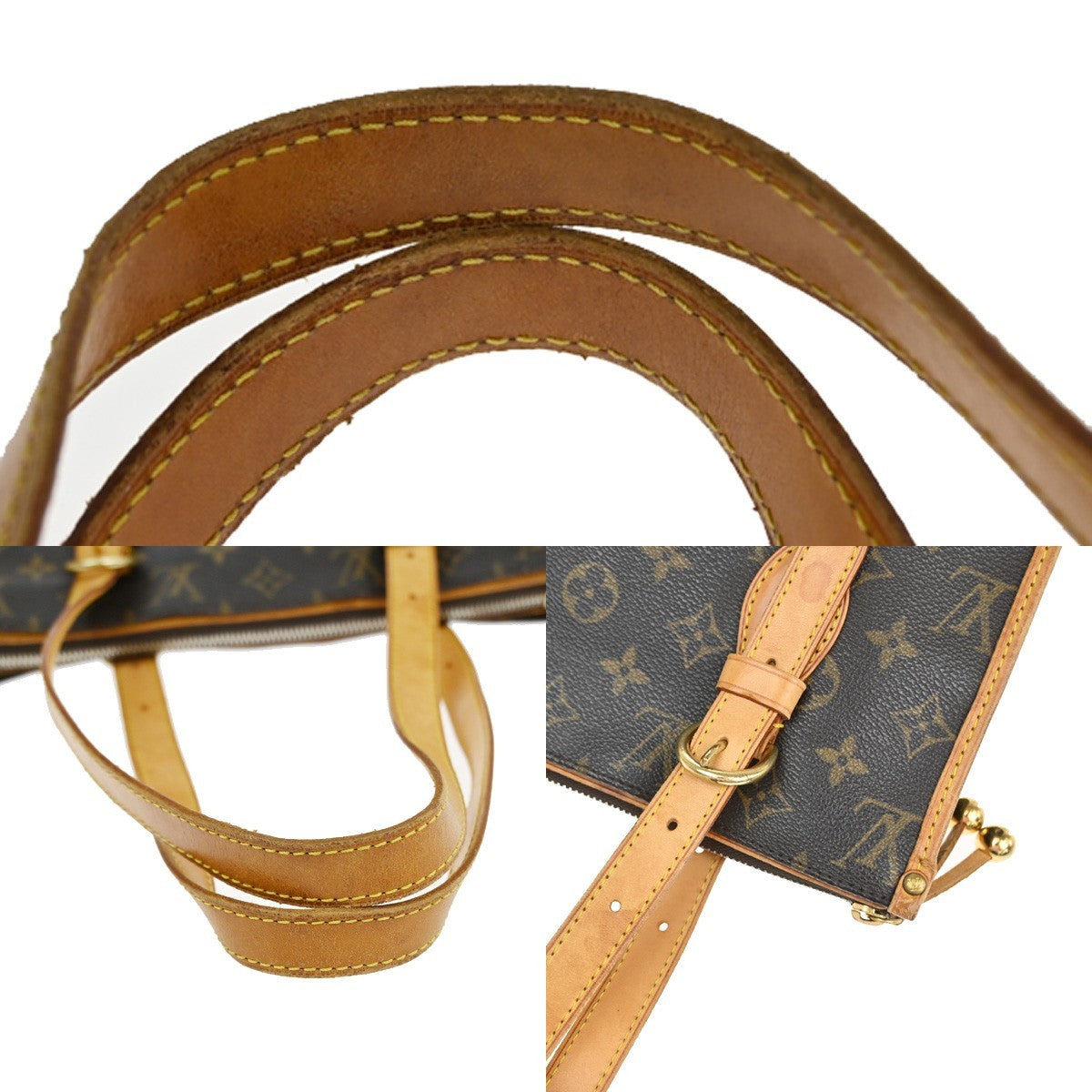 LOUIS VUITTON Popincourt Haut Shoulder Bag Monogram Leather Brown M40007 32YJ096