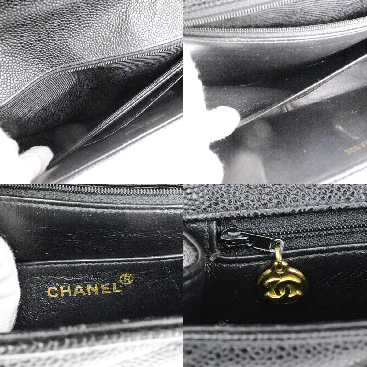 CHANEL CC Bias Stitch Chain Shoulder Bag Grained Calfskin Leather BK 744RK771
